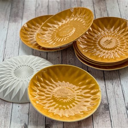 Earthenware dessert plates - DAHLIA Ocre Orange