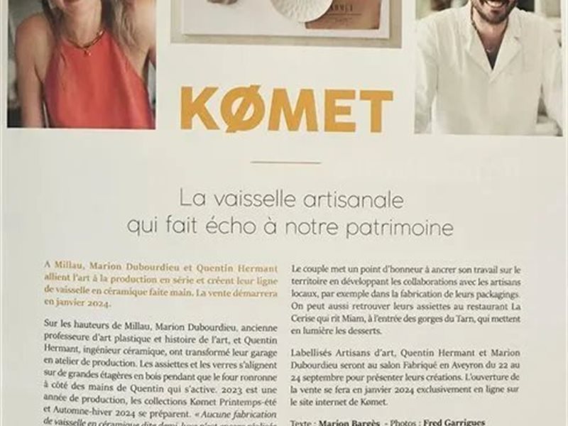 La presse parle de Komet : article paru dans "Atout Aveyron" Septembre 2023