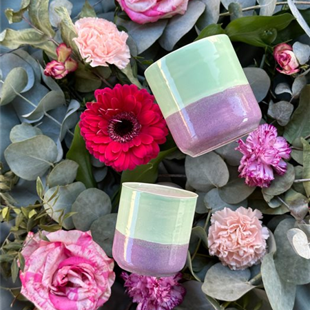 Set of 2 Lavander earthenware cups - COPPA