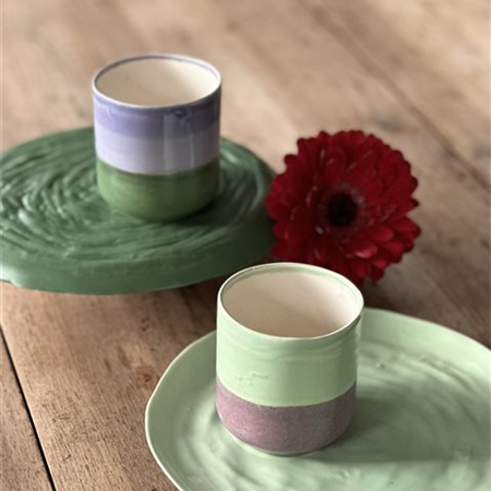 Set of 2 Lavander earthenware cups - COPPA