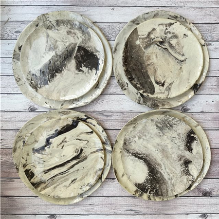 Set of 4 plates from La Grave - Black and grey recycled earthenware